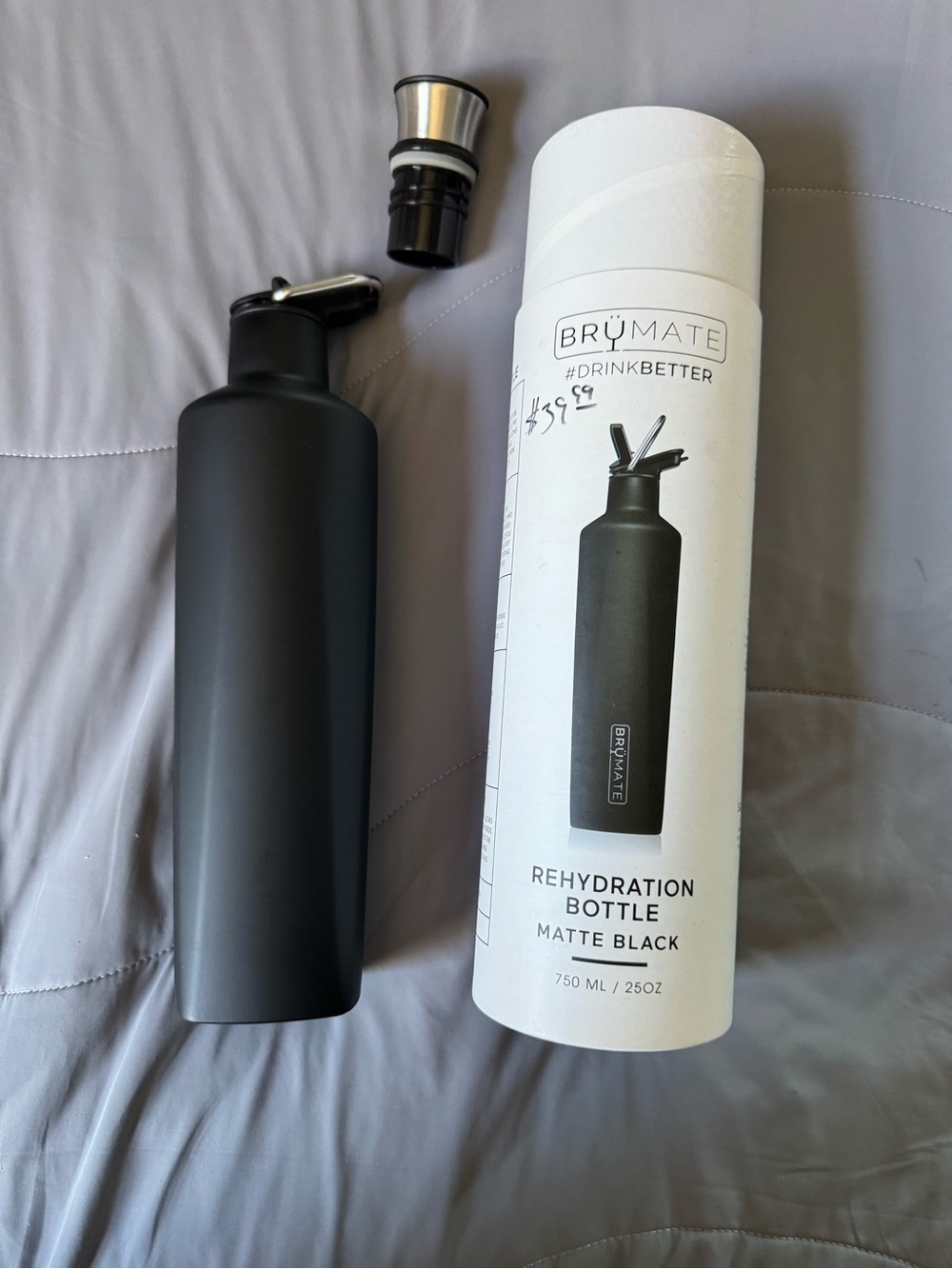 BrüMate Matte Black Rehydration Bottle - 25oz